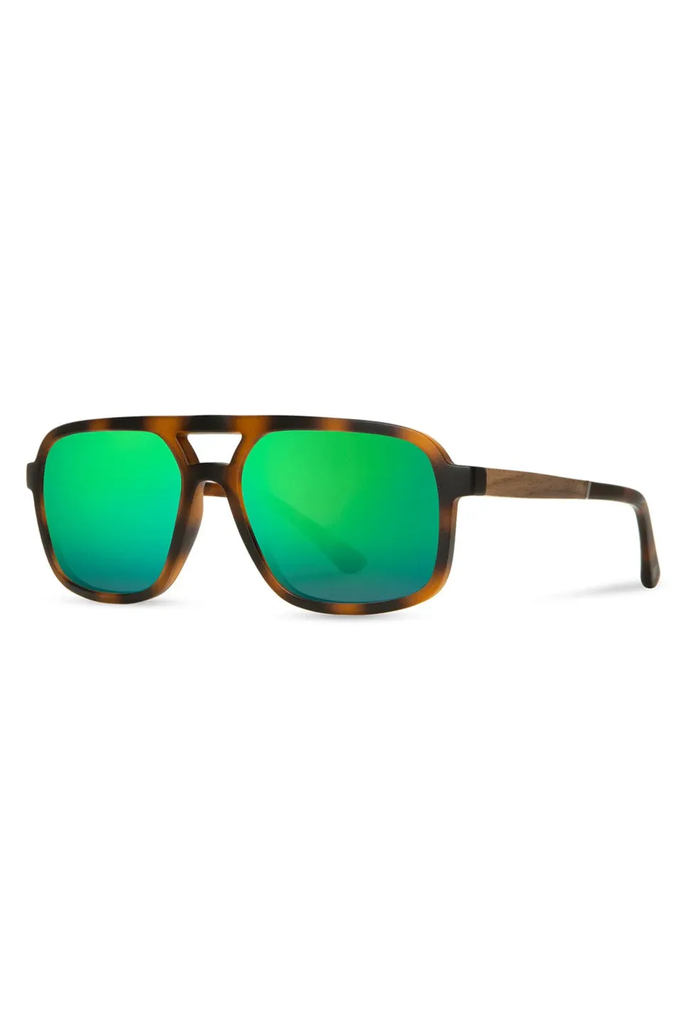 GLACIER - MATTE TORT/WALNUT/HD+ GREEN FLASH POLAR sold by REVOLVR Menswear