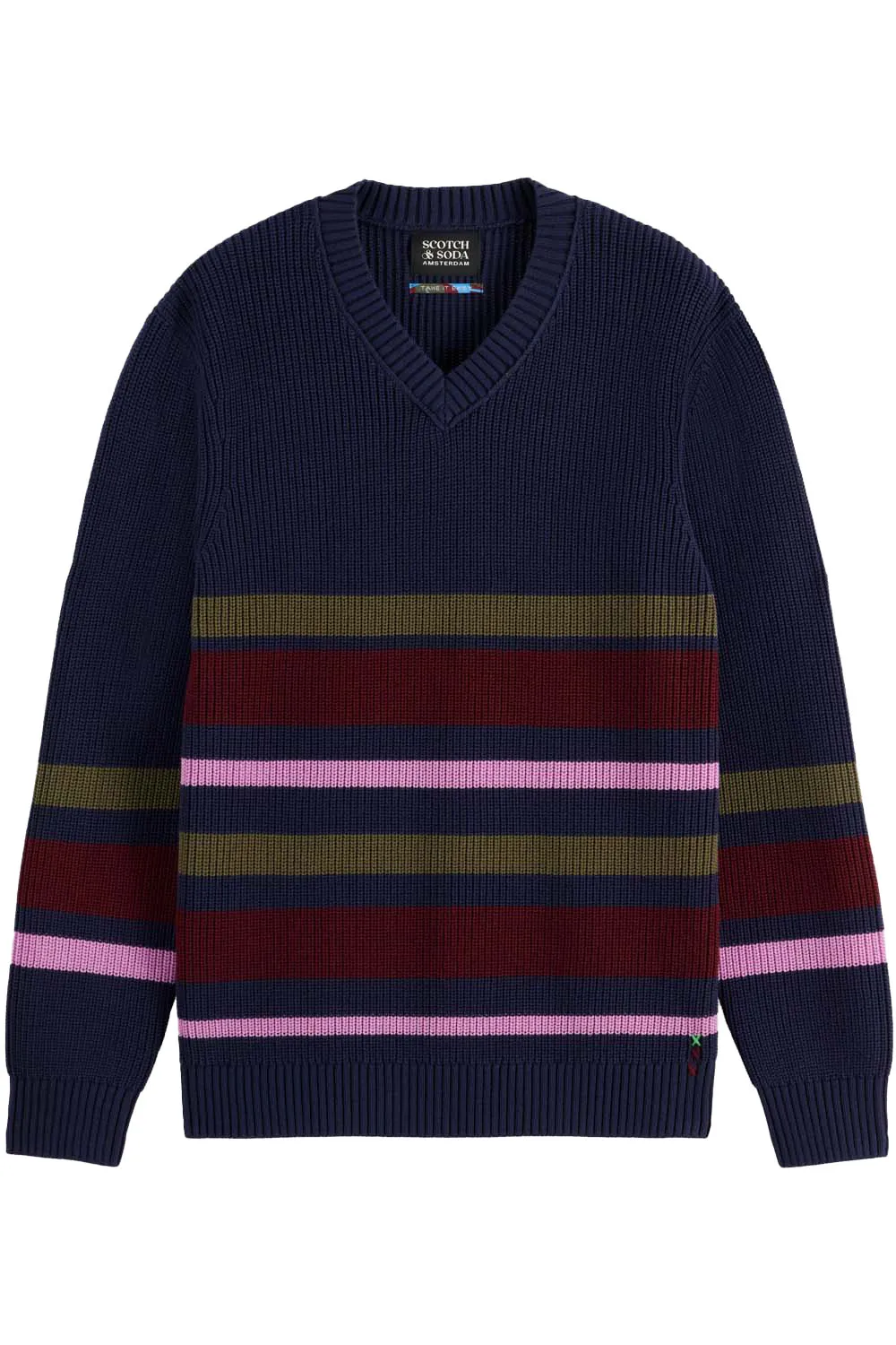 STRIPED PULLOVER Navy sold by REVOLVR Menswear