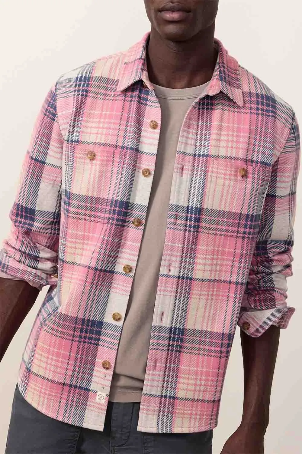 PACIFICA STRETCH SHIRT Pink Multi Plaid sold by REVOLVR Menswear product image thumbnail 3