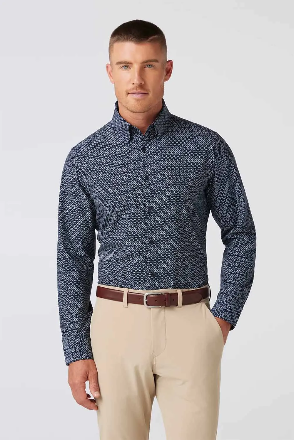 LEEWARD LS Navy Diamond sold by REVOLVR Menswear