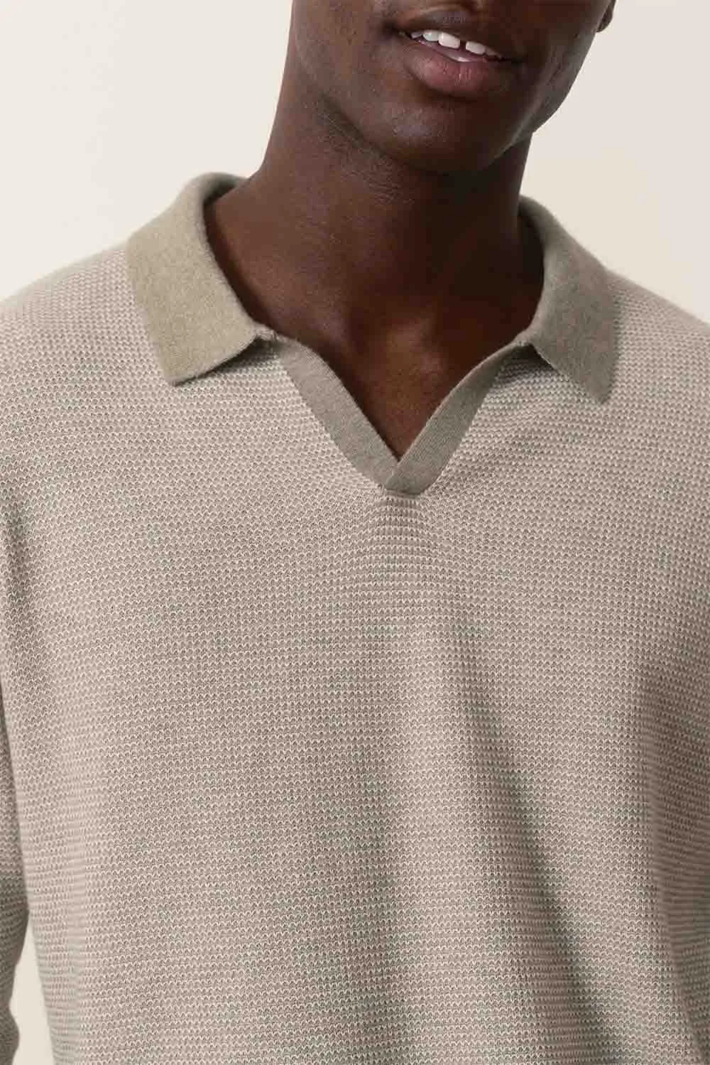 LIAM SWEATER POLO Vetiver/Ivory sold by REVOLVR Menswear product image thumbnail 5
