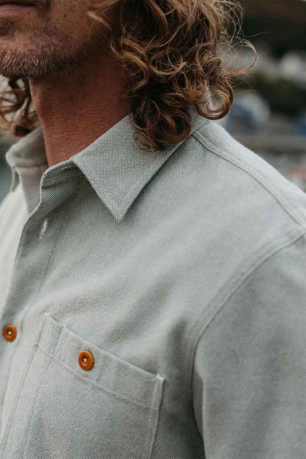 GYLLY SHIRT Wild Sage Dobby sold by REVOLVR Menswear product image thumbnail 5