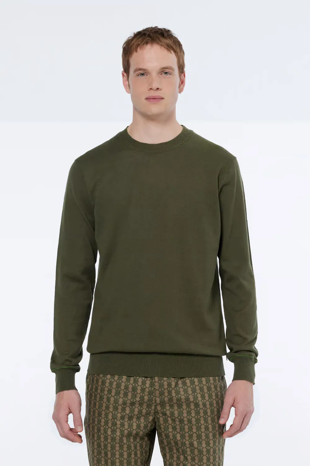 LINEN-BLEND CREWNECK Classic Green sold by REVOLVR Menswear product image thumbnail 2
