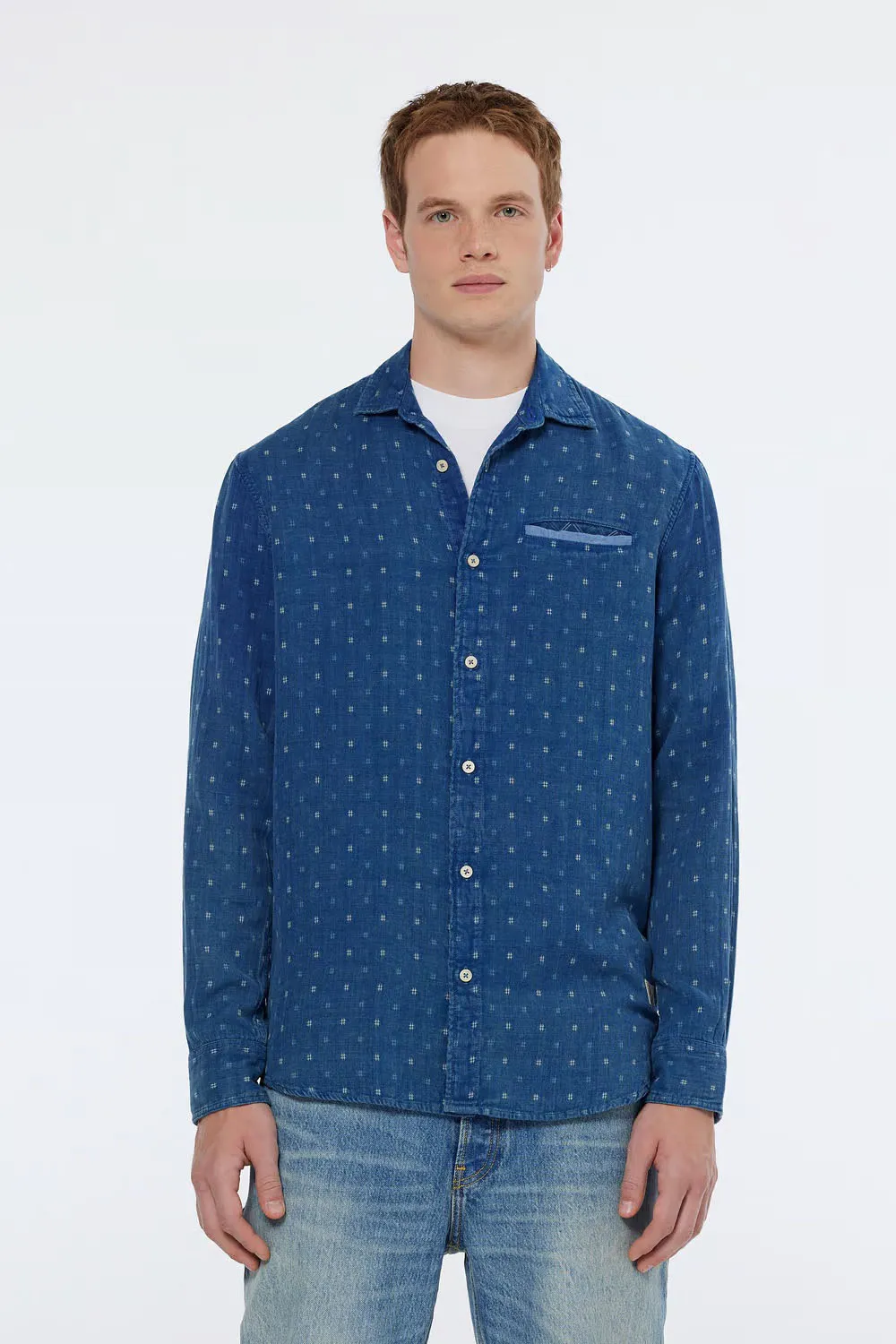 DENIM WEAVE SHIRT Washed Indigo sold by REVOLVR Menswear product image thumbnail 2