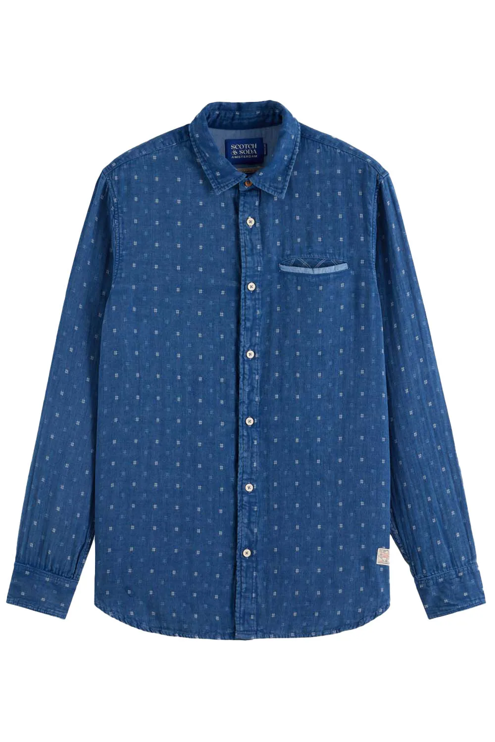 DENIM WEAVE SHIRT Washed Indigo sold by REVOLVR Menswear