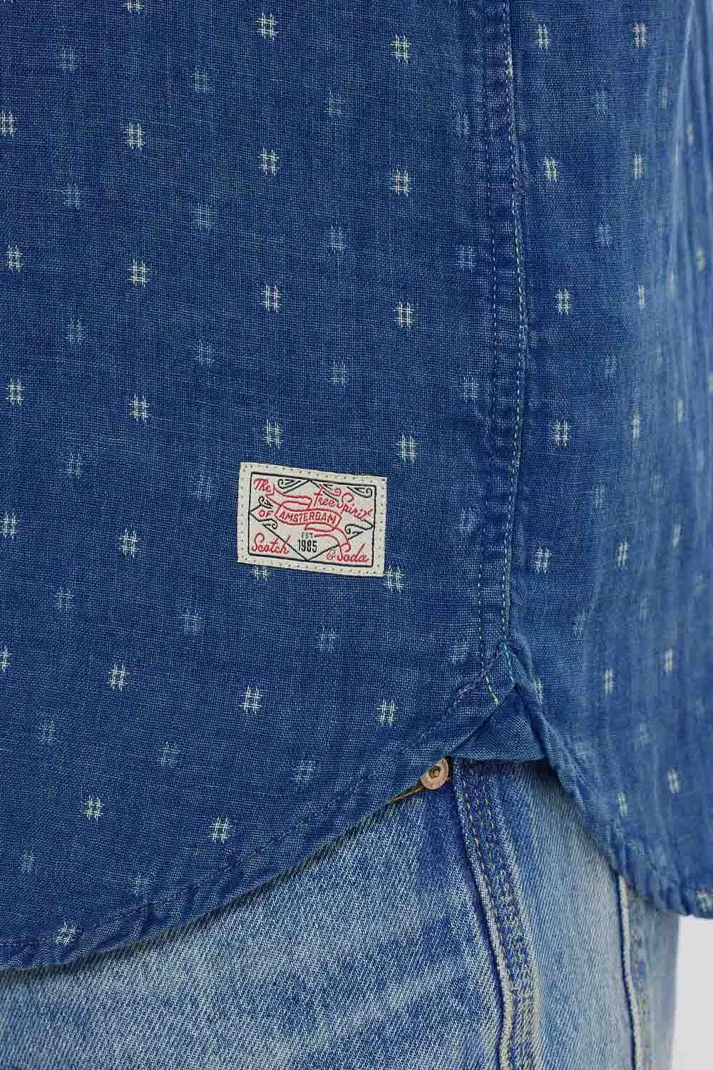 DENIM WEAVE SHIRT Washed Indigo sold by REVOLVR Menswear product image thumbnail 5