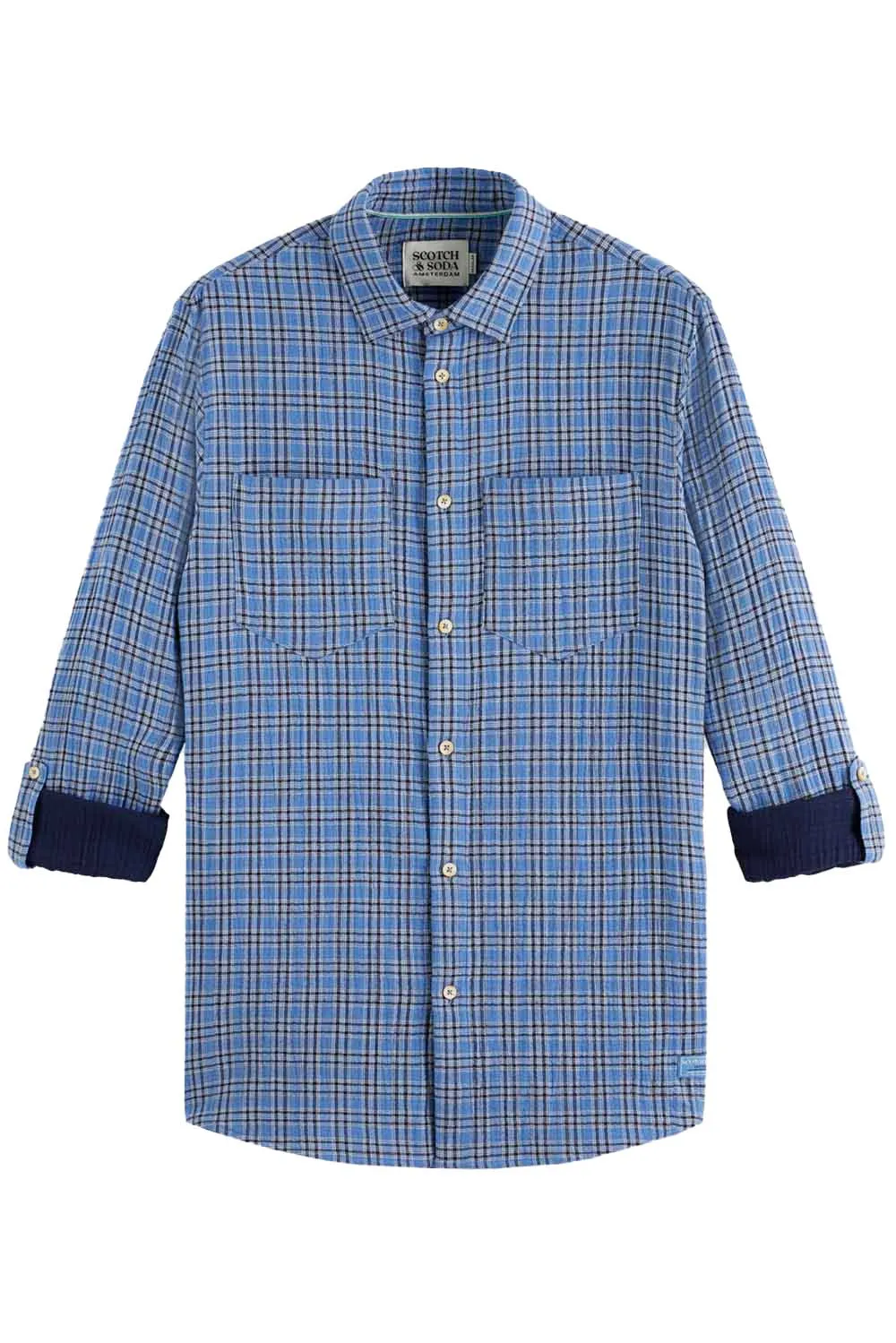 DOUBLE FACE CHECK SHIRT Lake Blue sold by REVOLVR Menswear