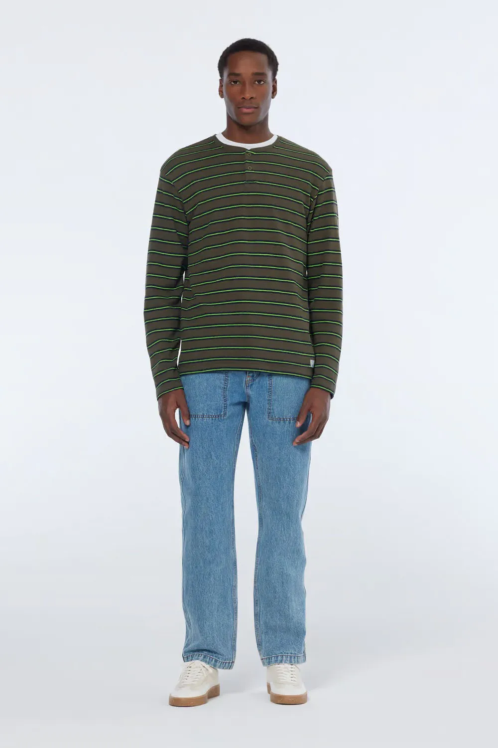 STRIPED LS T-SHIRT Classic Green sold by REVOLVR Menswear product image thumbnail 3