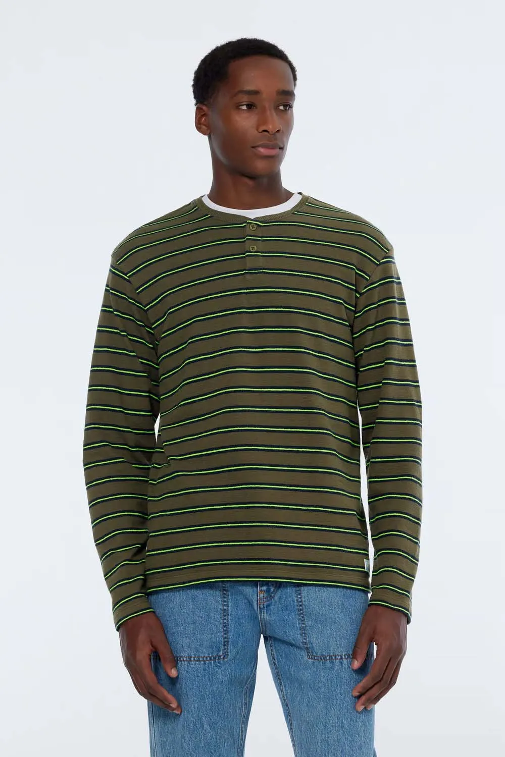 STRIPED LS T-SHIRT Classic Green sold by REVOLVR Menswear product image thumbnail 2