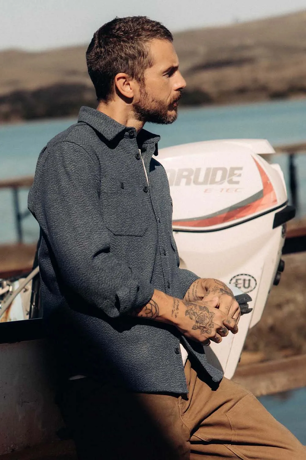 THE UTILITY SHIRT Indigo Ash Wool Canvas sold by REVOLVR Menswear product image thumbnail 2