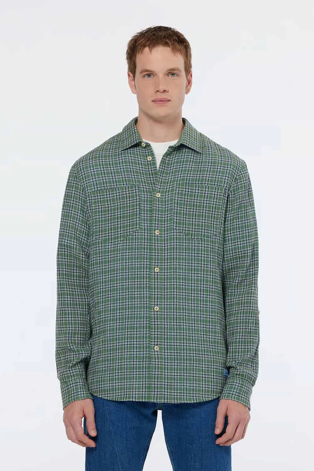 DOUBLE FACE CHECK SHIRT Sage Green sold by REVOLVR Menswear product image thumbnail 2
