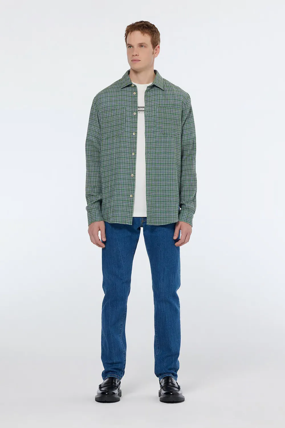 DOUBLE FACE CHECK SHIRT Sage Green sold by REVOLVR Menswear product image thumbnail 3