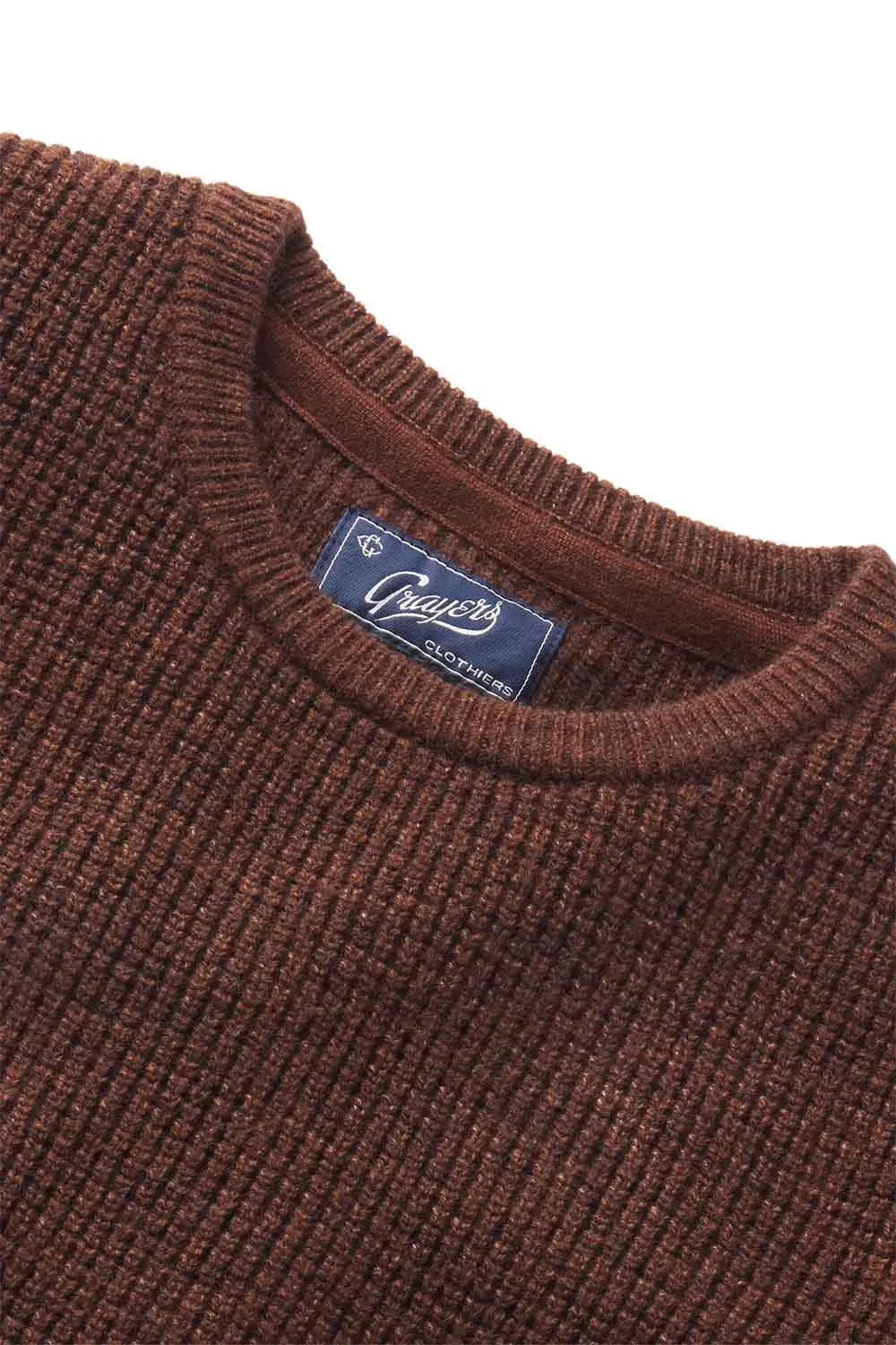 WAFFLE STITCH CREW SWEATER Brown sold by REVOLVR Menswear product image thumbnail 3