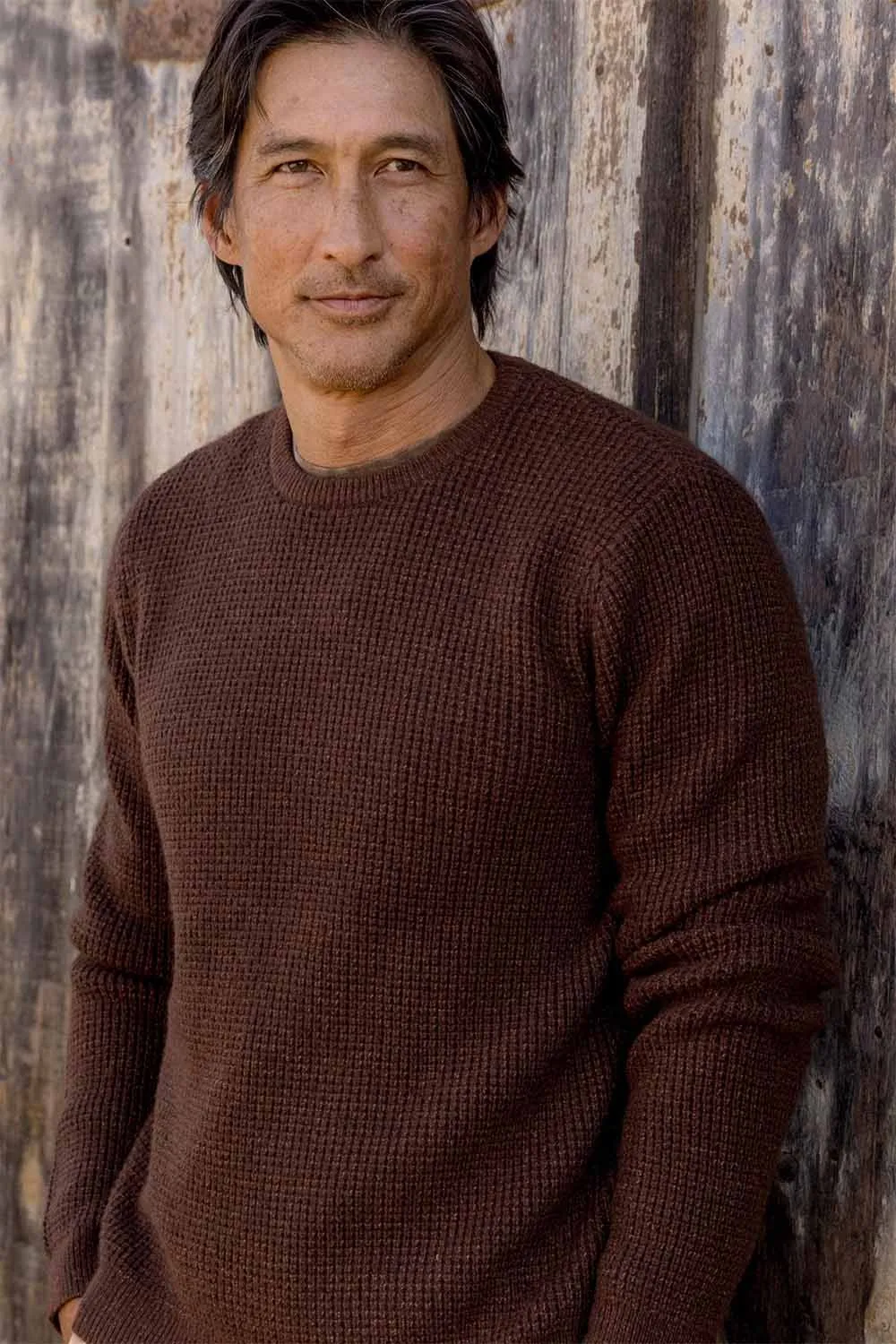 WAFFLE STITCH CREW SWEATER Brown sold by REVOLVR Menswear product image thumbnail 2