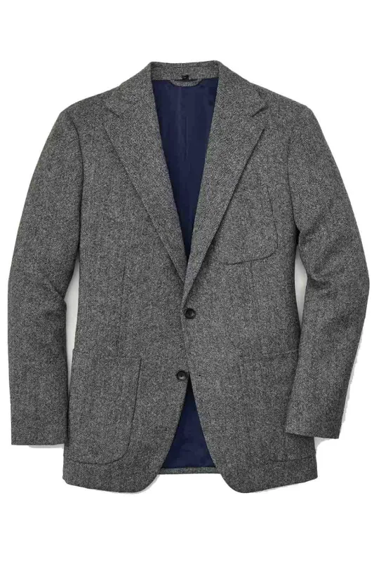 JETSETTER BRITISH TWEED BLAZER Dark Grey sold by REVOLVR Menswear