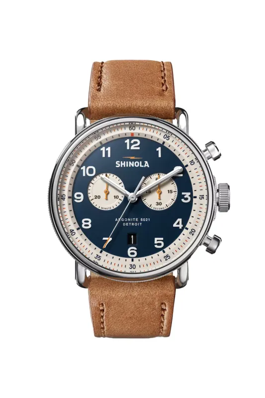 CANFIELD CHRONO C56 43mm - BLUE/BOURBON BROWN sold by REVOLVR Menswear