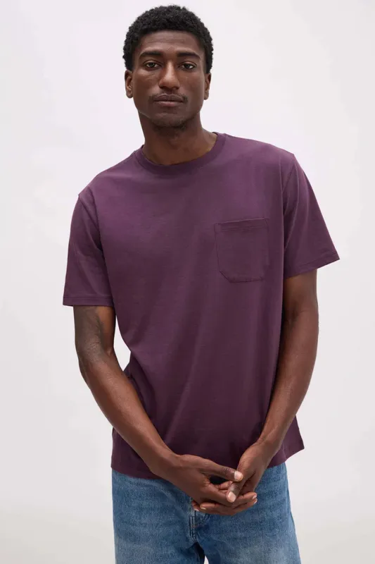 PIMA POCKET TEE Plum Wine sold by REVOLVR Menswear