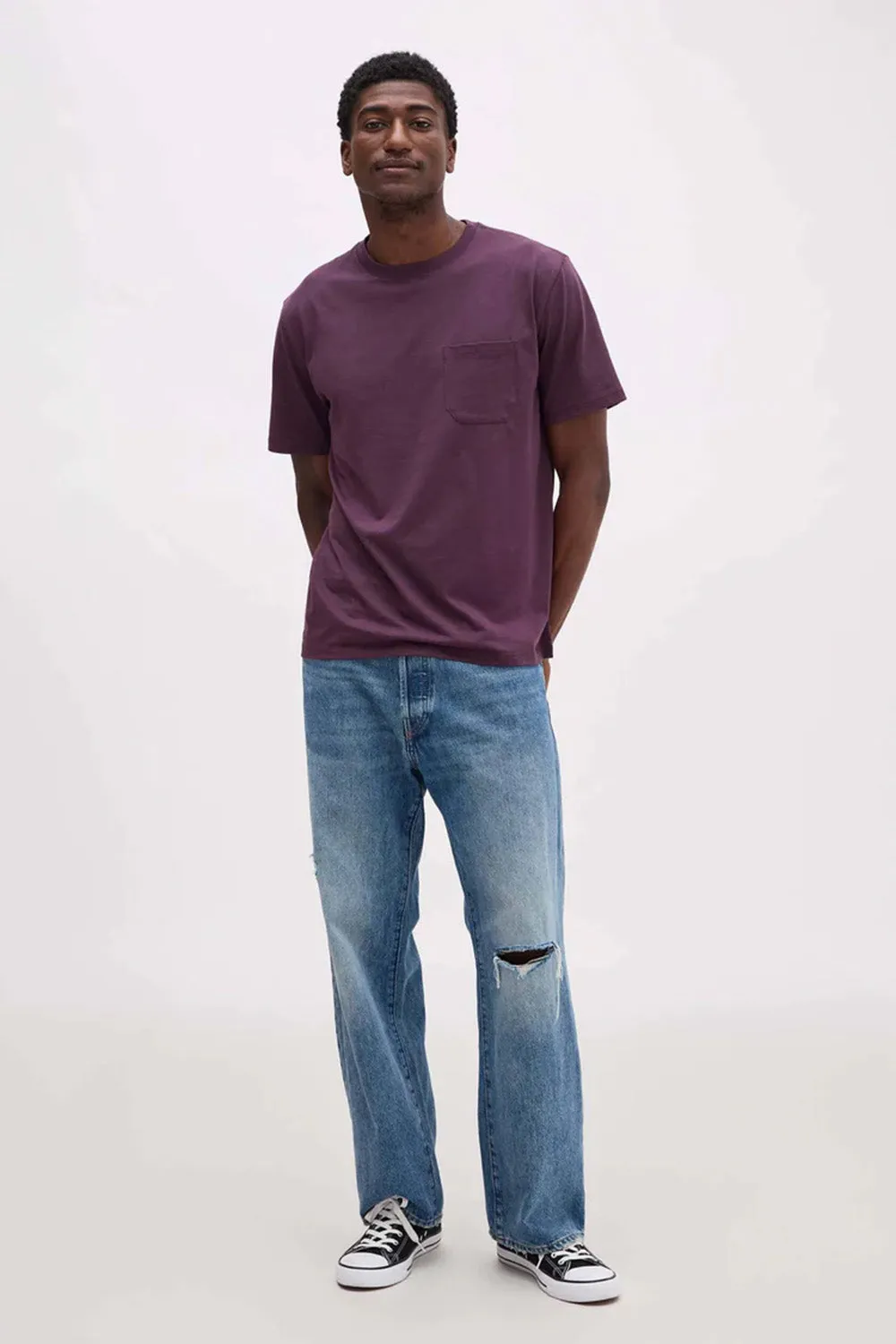 PIMA POCKET TEE Plum Wine sold by REVOLVR Menswear product image thumbnail 3
