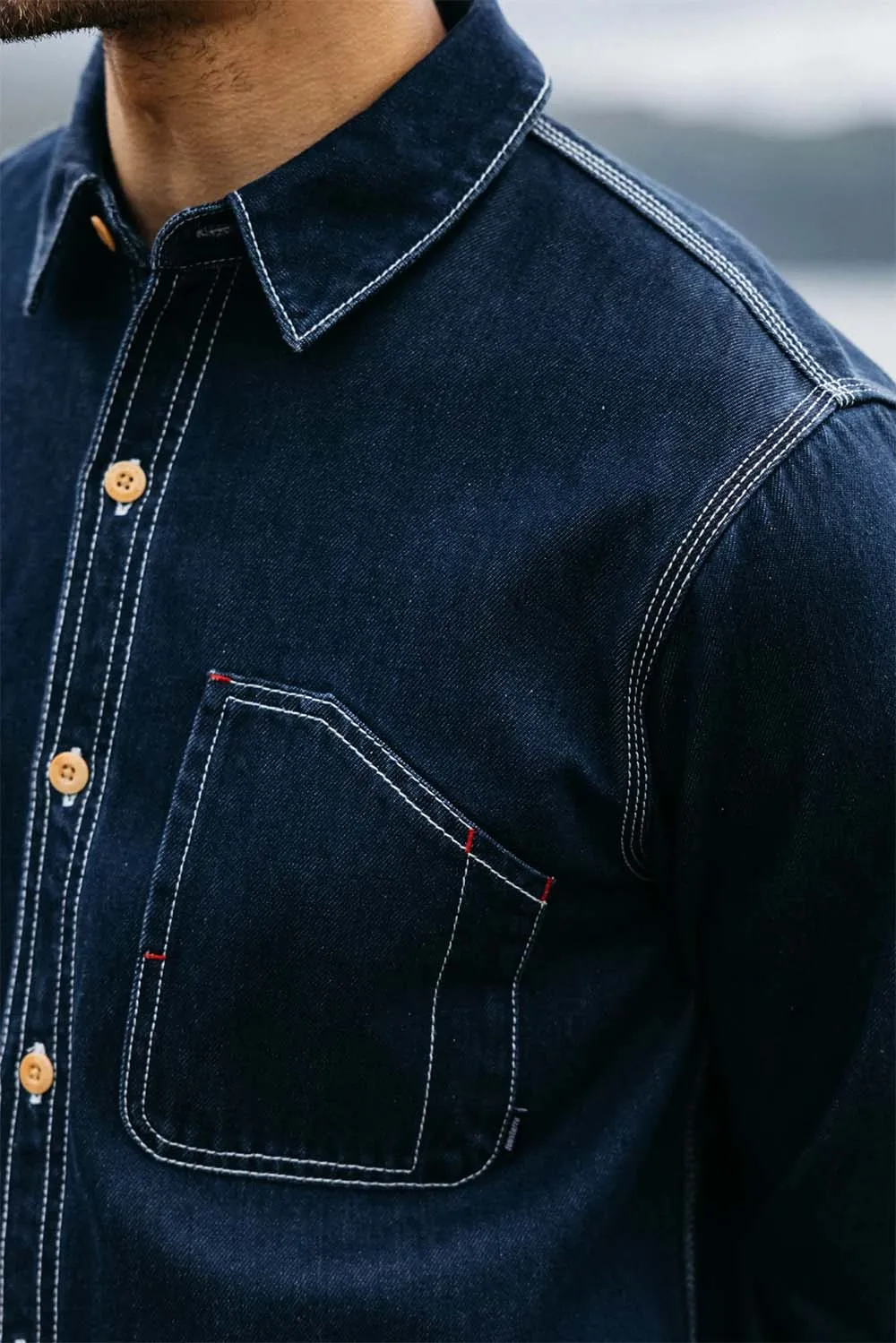 EDDYSTONE DENIM SHIRT Washed Denim sold by REVOLVR Menswear product image thumbnail 5
