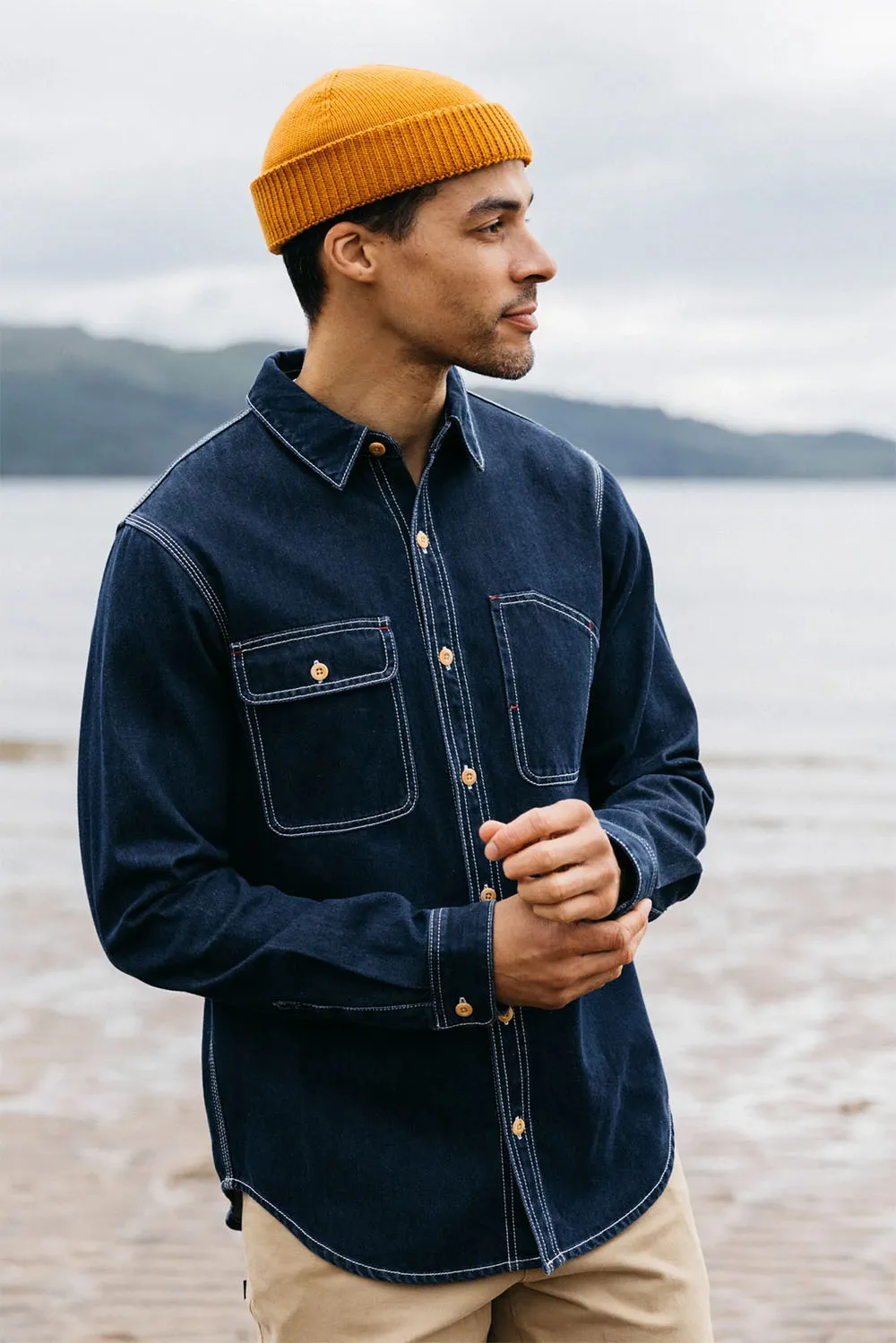 EDDYSTONE DENIM SHIRT Washed Denim sold by REVOLVR Menswear product image thumbnail 2