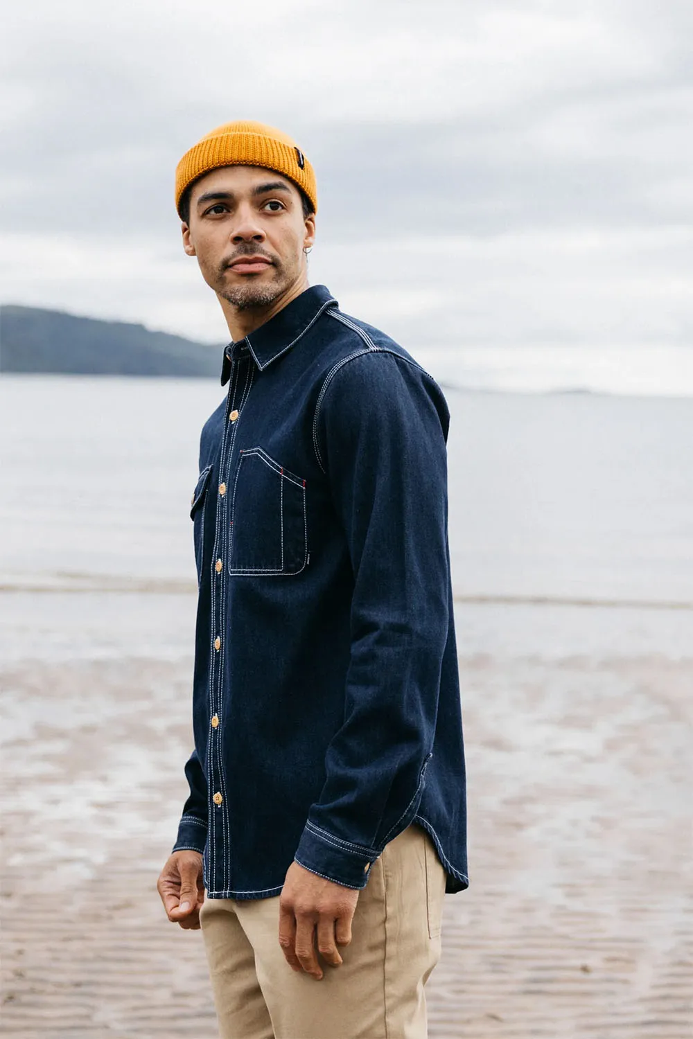 EDDYSTONE DENIM SHIRT Washed Denim sold by REVOLVR Menswear product image thumbnail 3