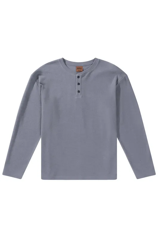 VINTAGE TERRY LS HENLEY Indigo sold by REVOLVR Menswear