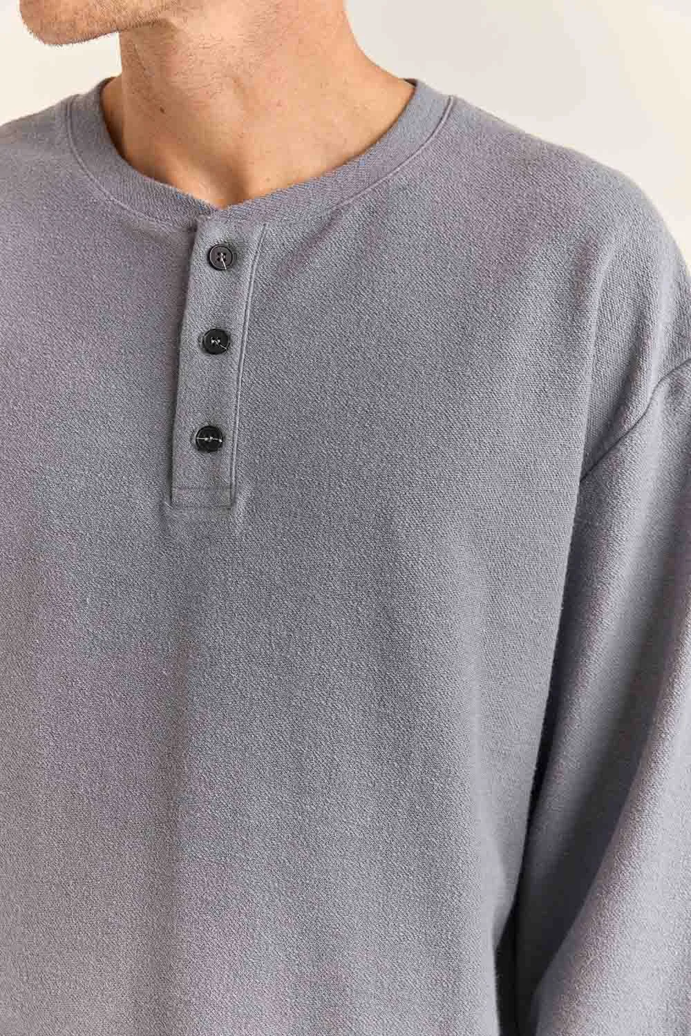 VINTAGE TERRY LS HENLEY Indigo sold by REVOLVR Menswear product image thumbnail 4