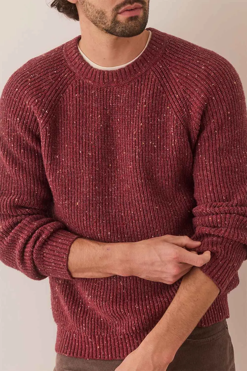 INVERNESS CREW SWEATER Burgundy Neps sold by REVOLVR Menswear product image thumbnail 3