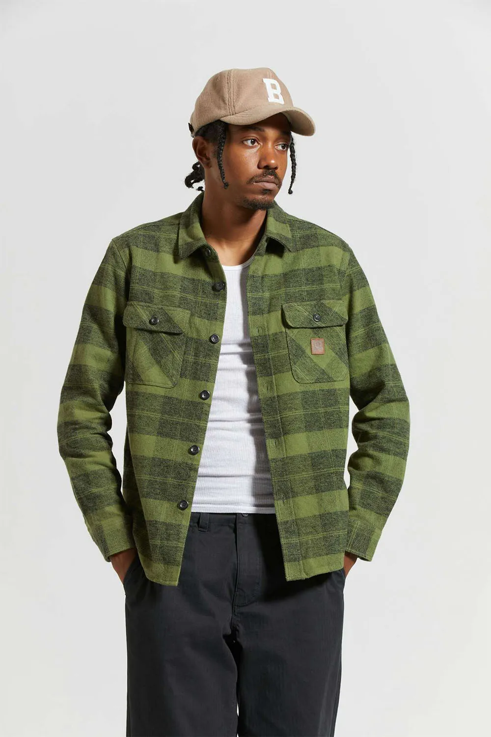 BOWERY HEAVYWEIGHT LS FLANNEL Cypress Green/Black sold by REVOLVR Menswear product image thumbnail 2