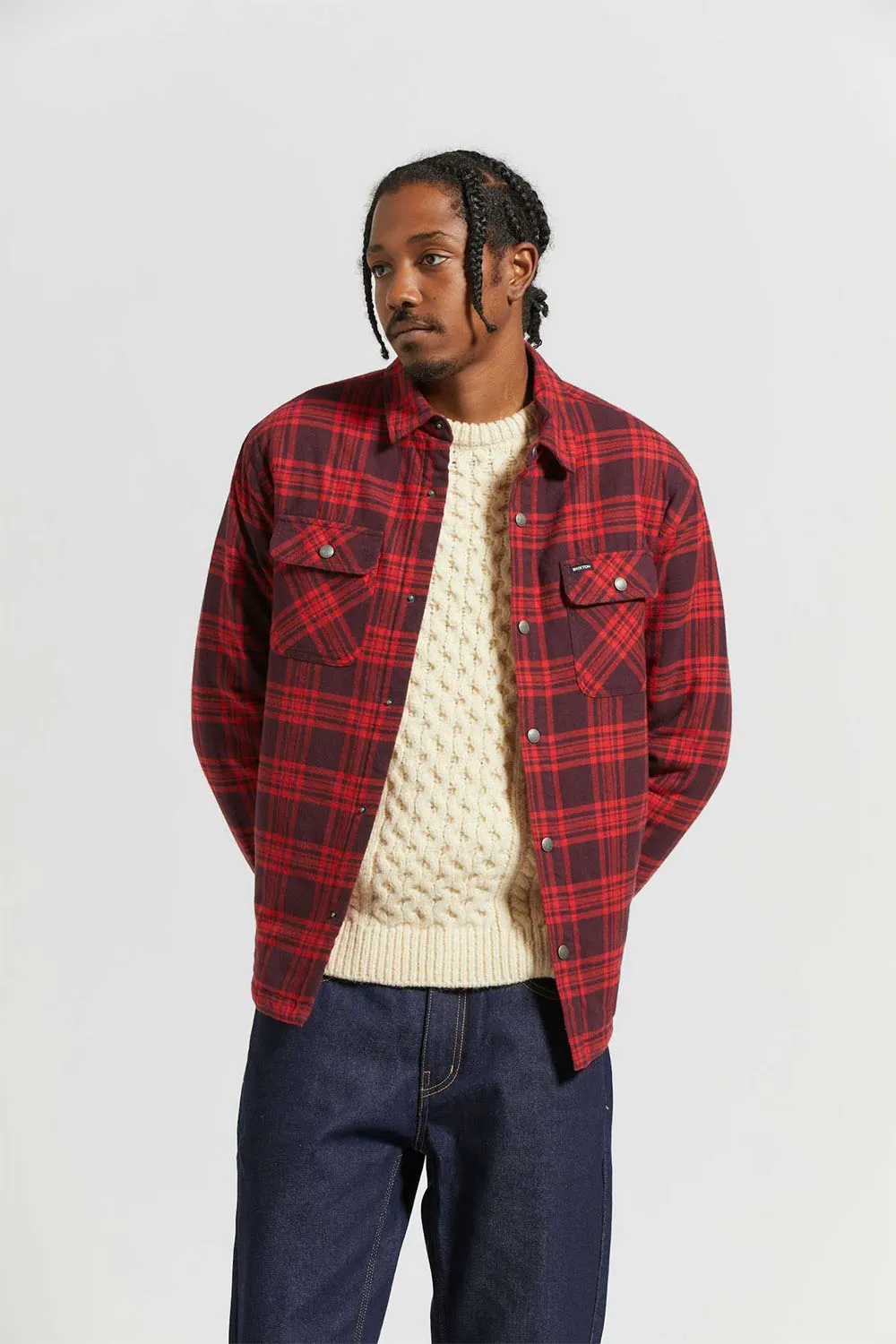 BOWERY QUILTED FLANNEL Bright Red/Mahogany sold by REVOLVR Menswear product image thumbnail 2