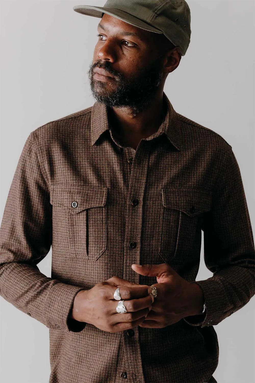 THE SADDLER SHIRT Burnt Caramel Check Wool sold by REVOLVR Menswear product image thumbnail 2