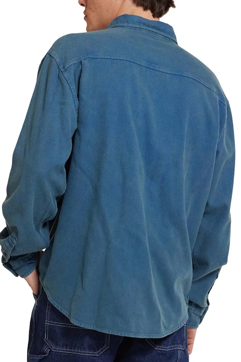 KEON FLANNEL SHIRT Moroccan Blue sold by REVOLVR Menswear product image thumbnail 3