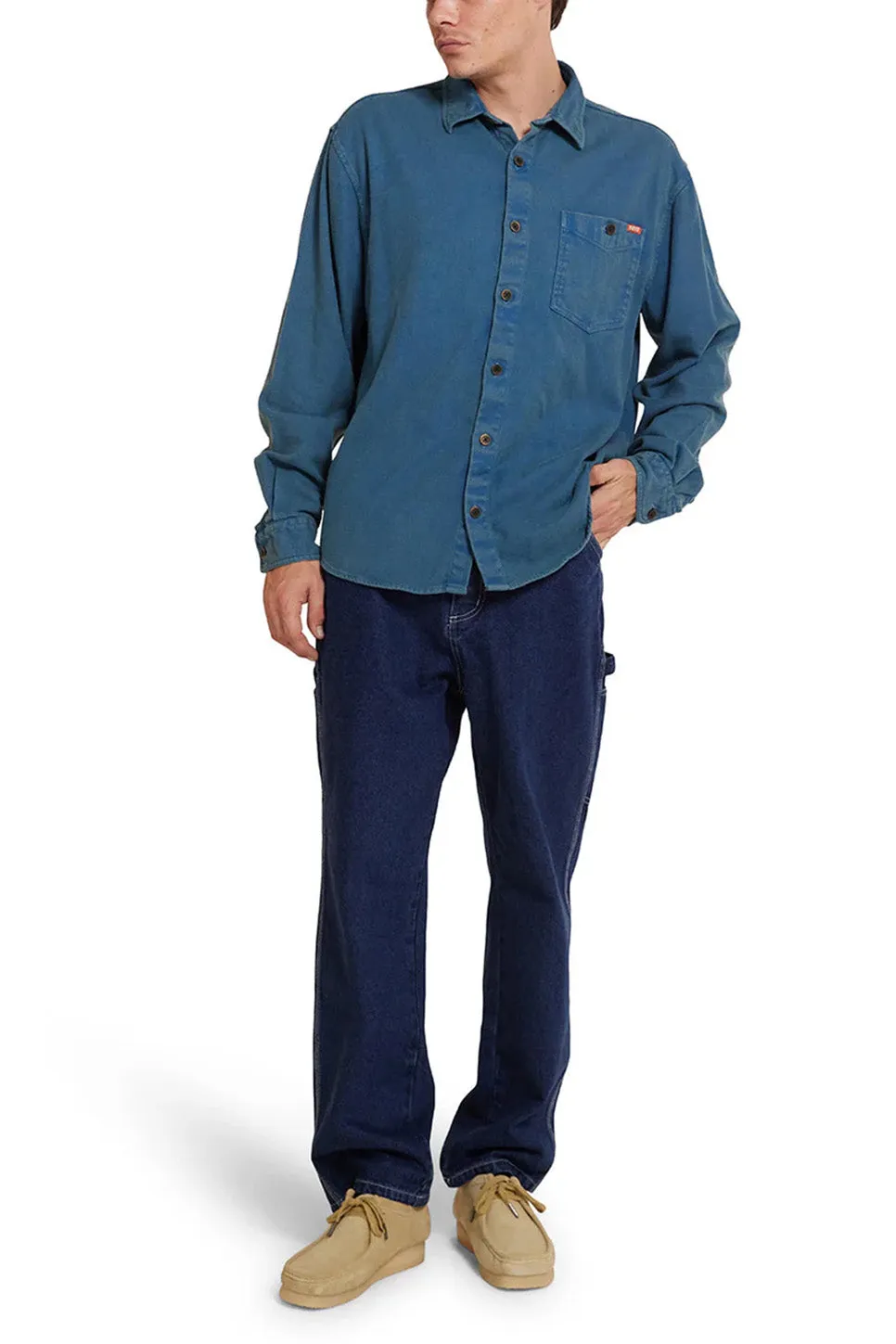 KEON FLANNEL SHIRT Moroccan Blue sold by REVOLVR Menswear product image thumbnail 4