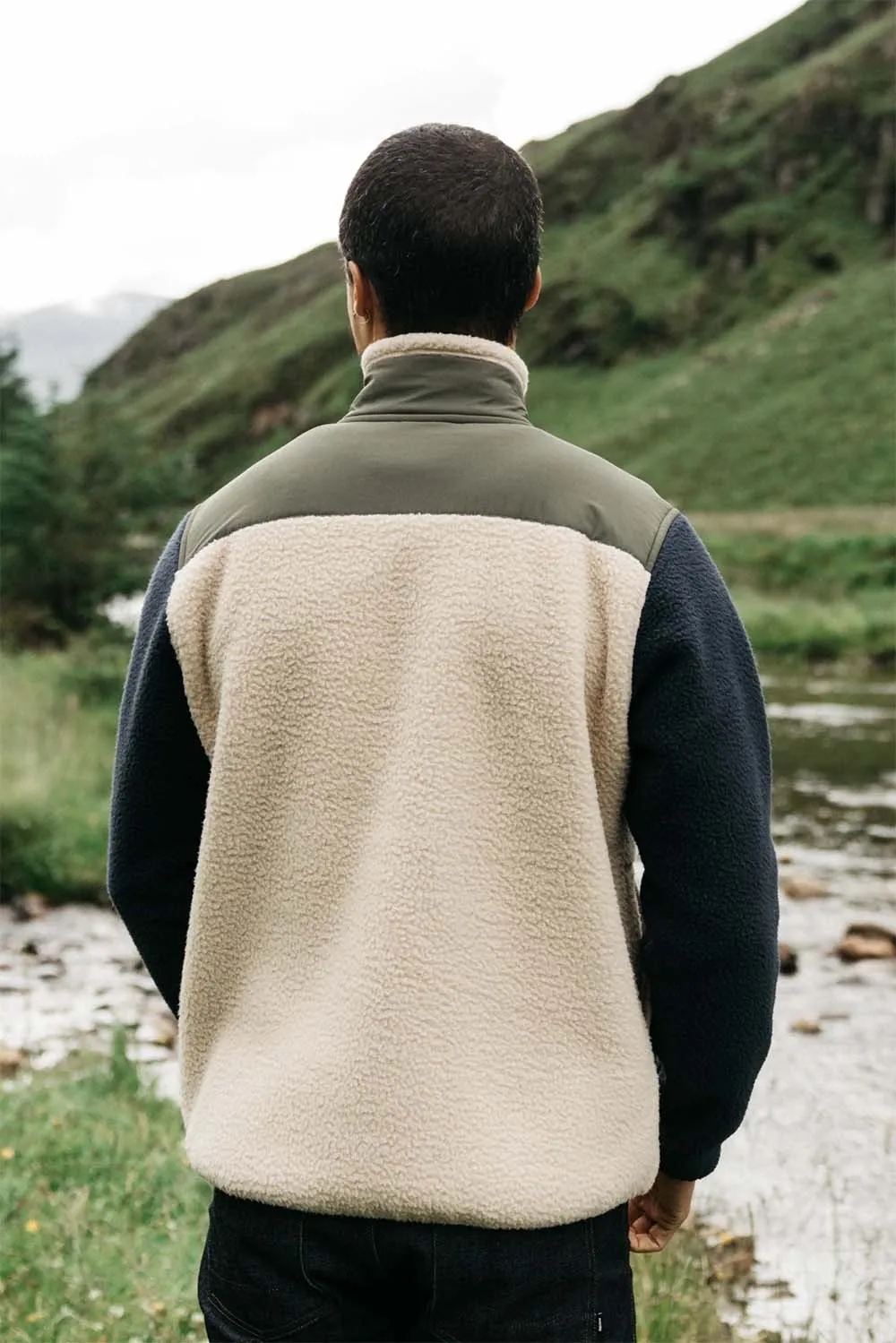 BOLSTER FLEECE FULL ZIP Oatmeal/Navy sold by REVOLVR Menswear product image thumbnail 4