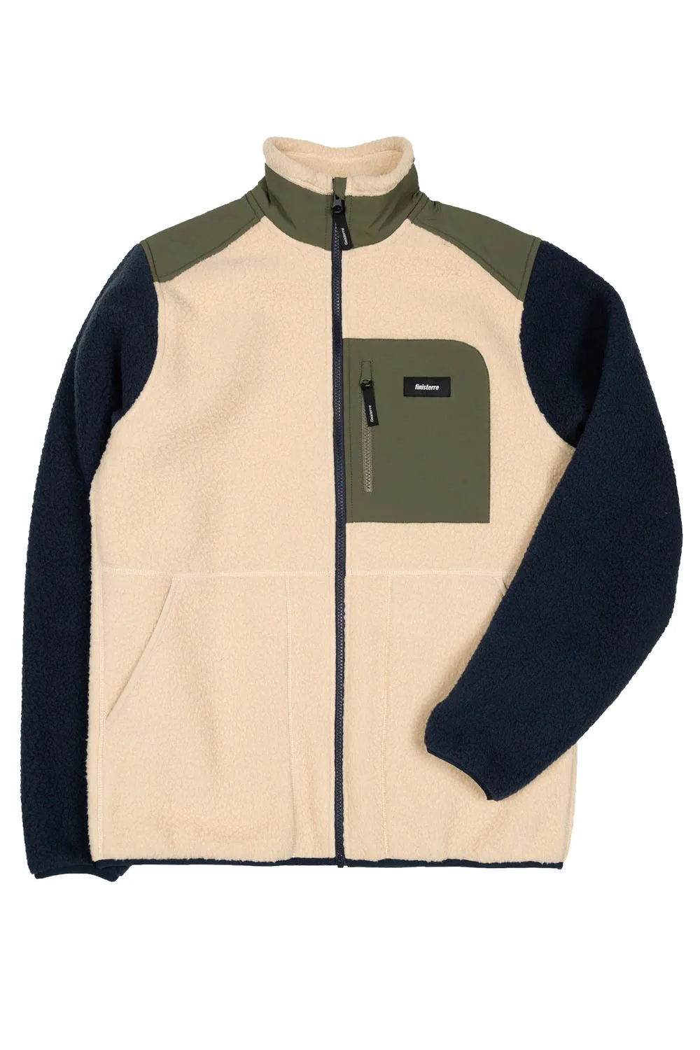 BOLSTER FLEECE FULL ZIP Oatmeal/Navy sold by REVOLVR Menswear