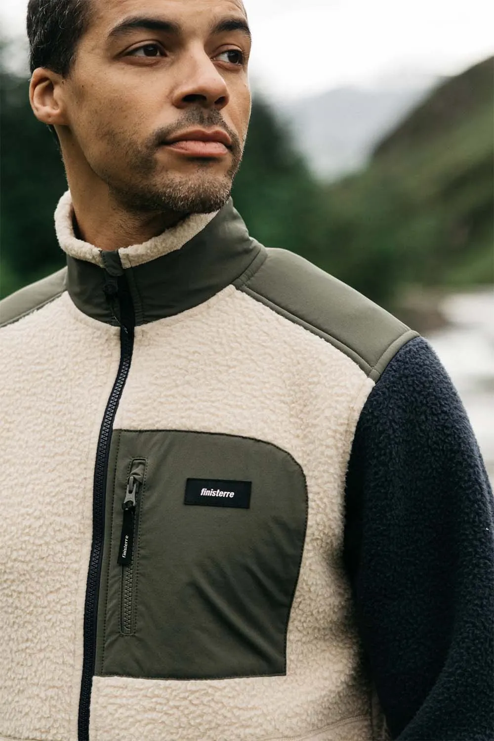 BOLSTER FLEECE FULL ZIP Oatmeal/Navy sold by REVOLVR Menswear product image thumbnail 5