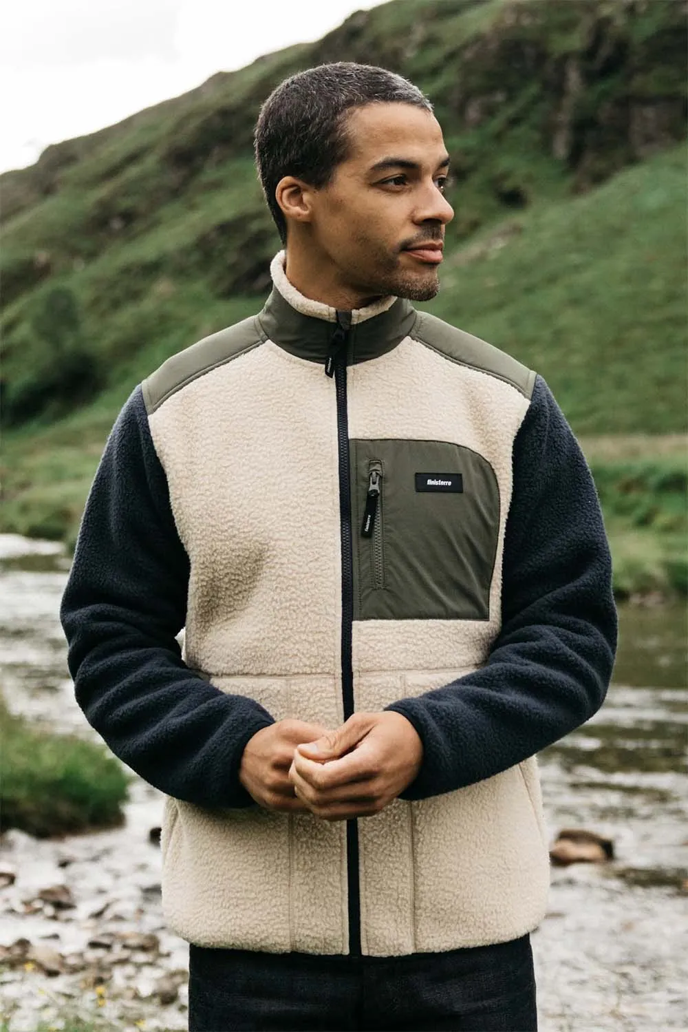 BOLSTER FLEECE FULL ZIP Oatmeal/Navy sold by REVOLVR Menswear product image thumbnail 2