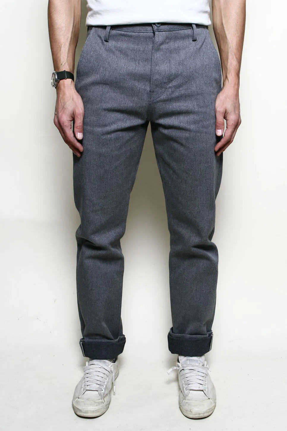 OFFICER TROUSERS - HEATHER GREY sold by REVOLVR Menswear