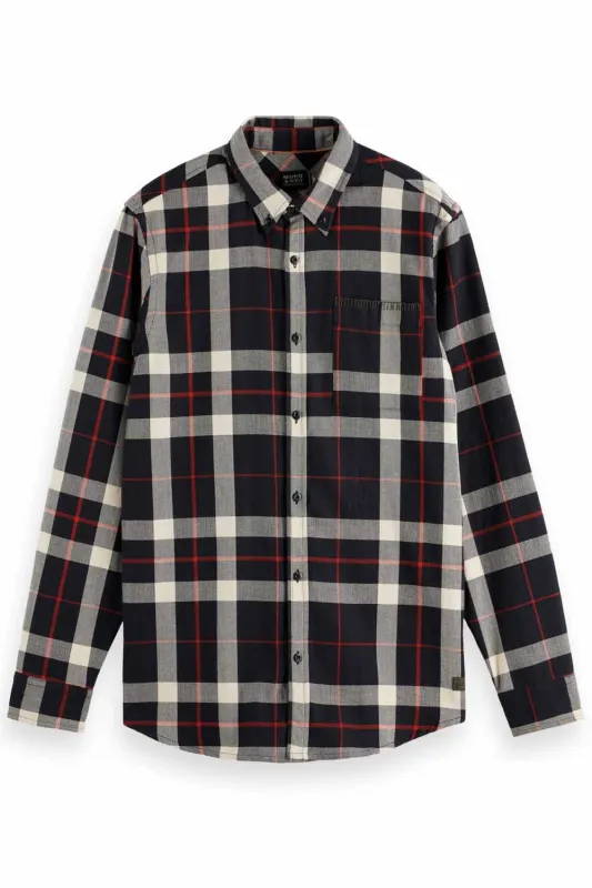 HERRINGBONE CHECK SHIRT Black Check sold by REVOLVR Menswear