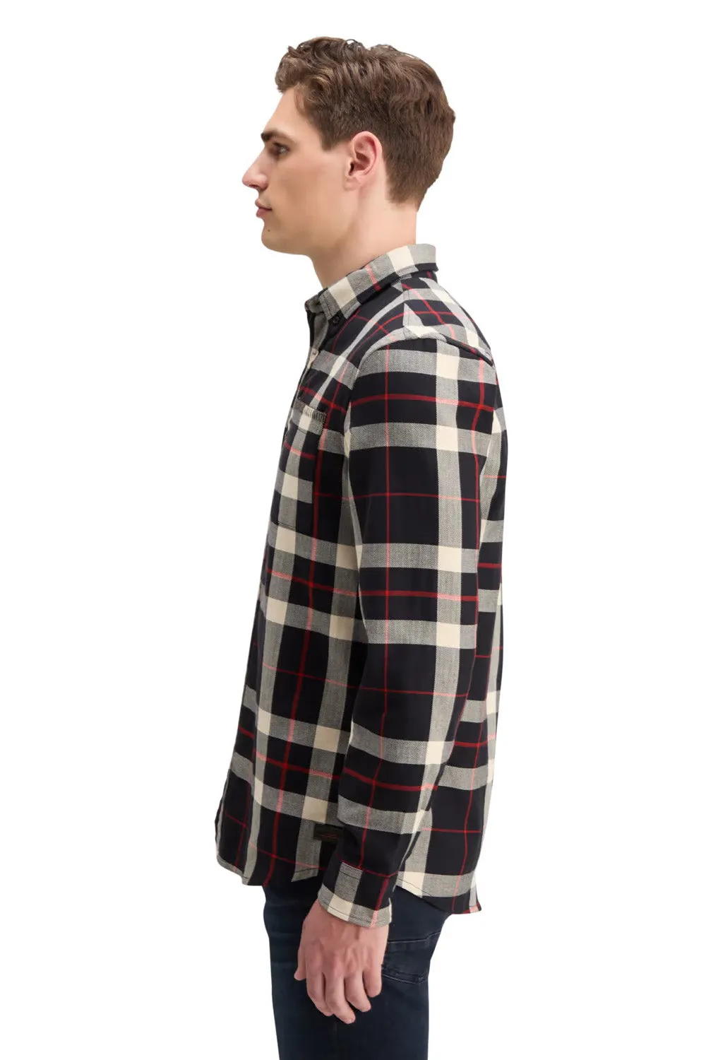 HERRINGBONE CHECK SHIRT Black Check sold by REVOLVR Menswear product image thumbnail 3