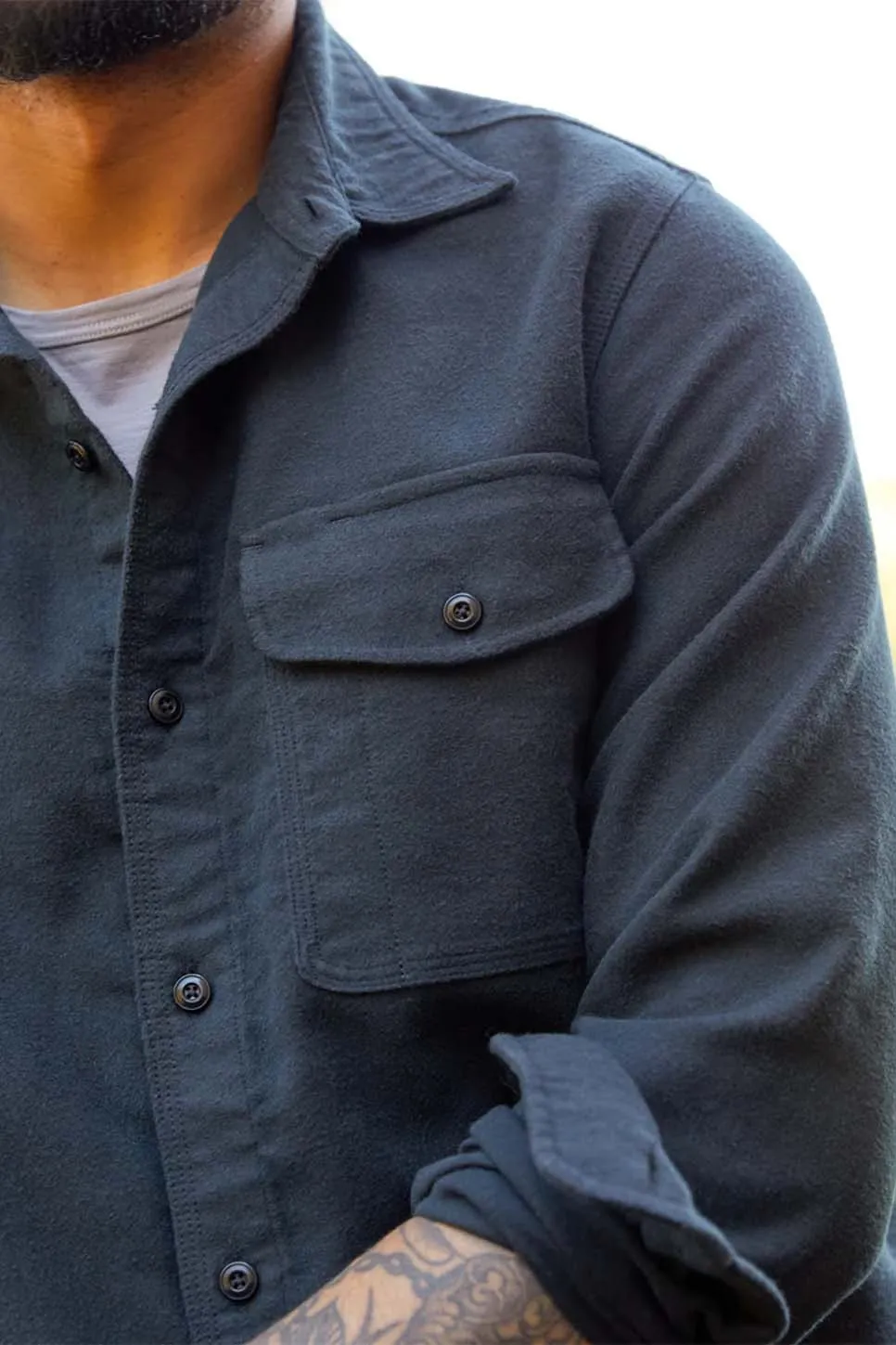 TERRA NOVA MOLESKIN SHIRT Pitch Black sold by REVOLVR Menswear product image thumbnail 4