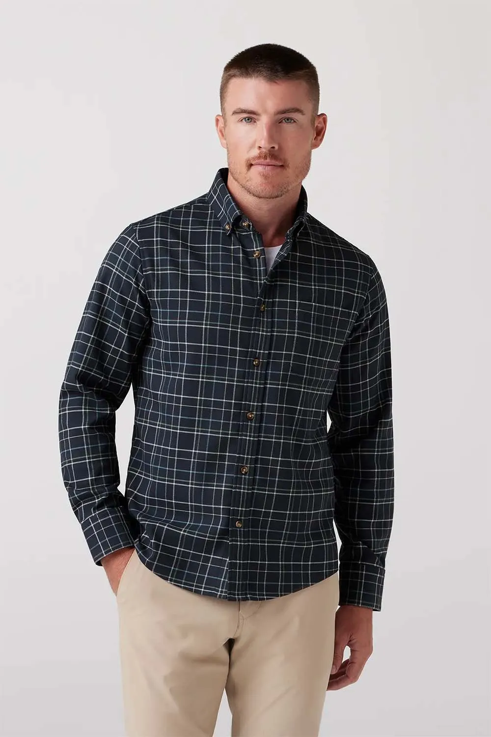 CITY FLANNEL Navy Andrew Plaid sold by REVOLVR Menswear