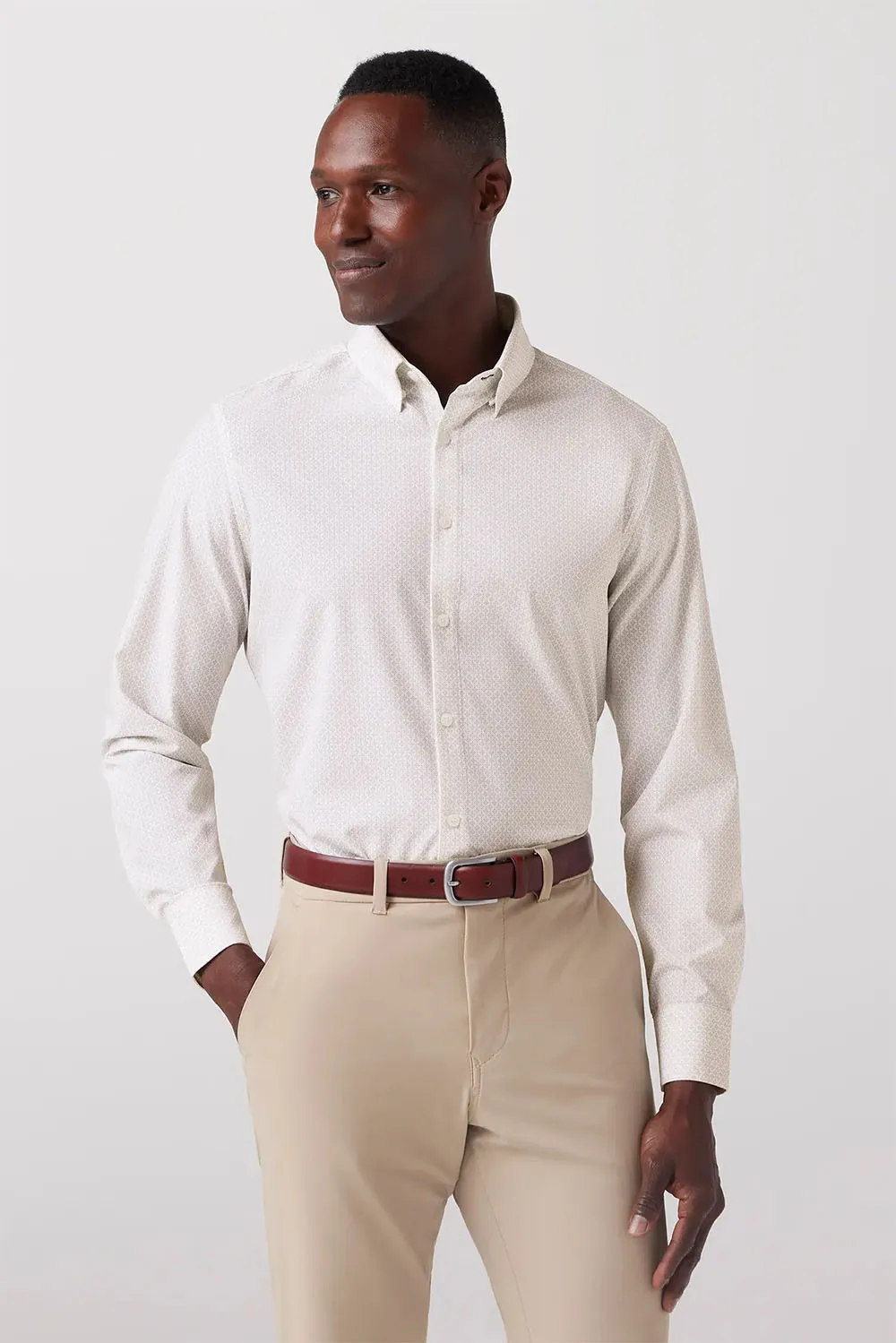 LEEWARD LS White Circle Texture sold by REVOLVR Menswear