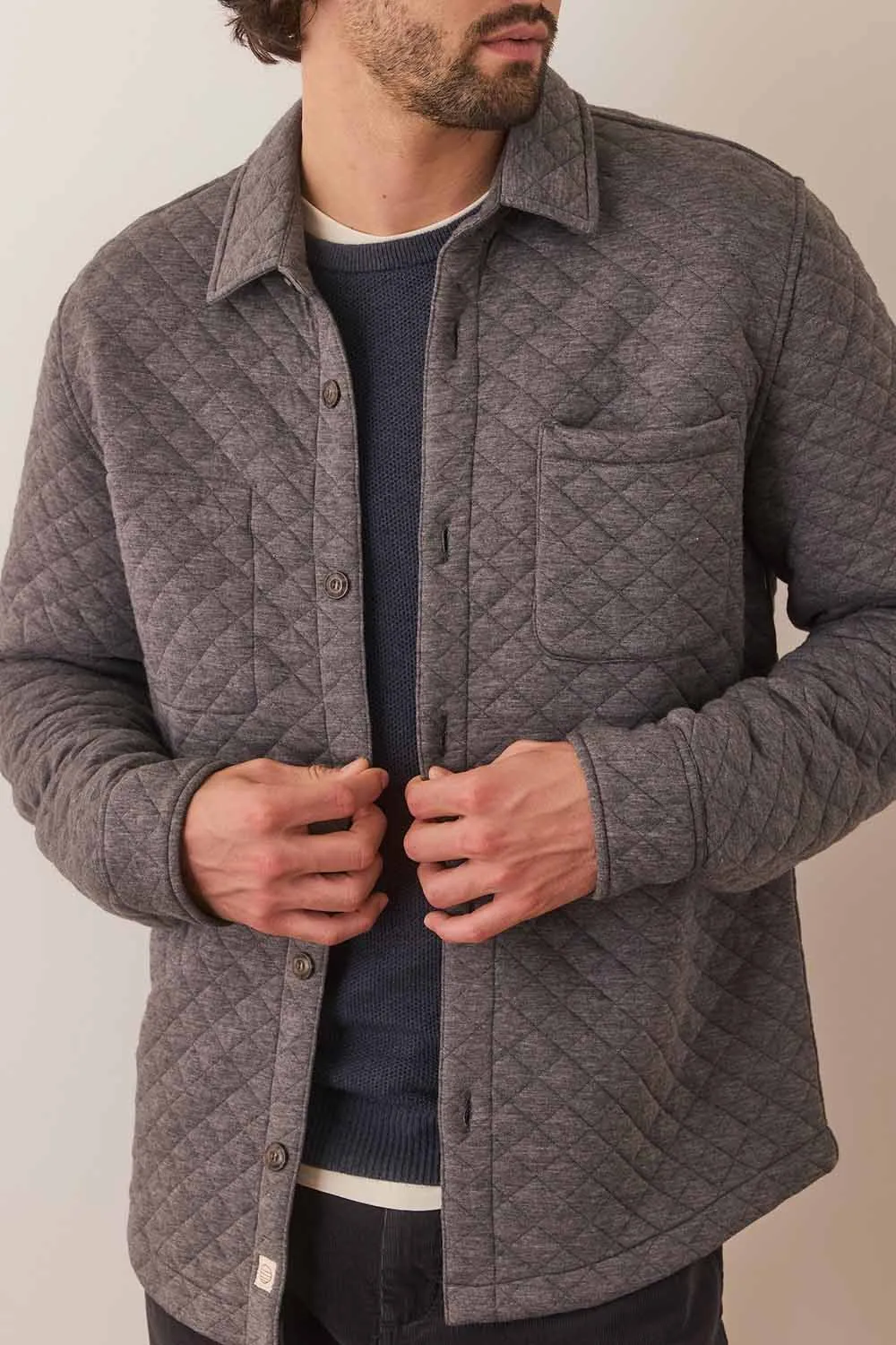 CORBET QUILTED OVERSHIRT Dark Heather Grey sold by REVOLVR Menswear product image thumbnail 3