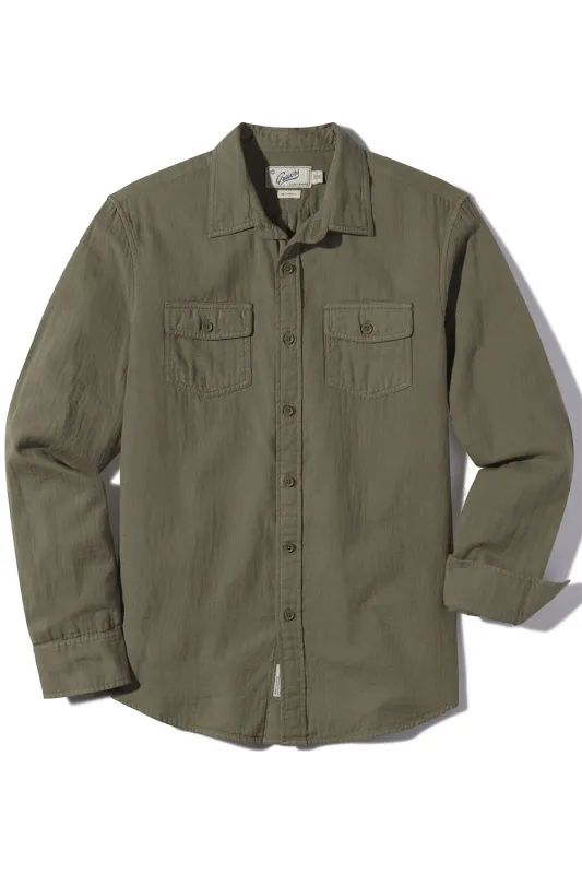 BRANDO LW DOUBLE CLOTH SHIRT Military Olive sold by REVOLVR Menswear