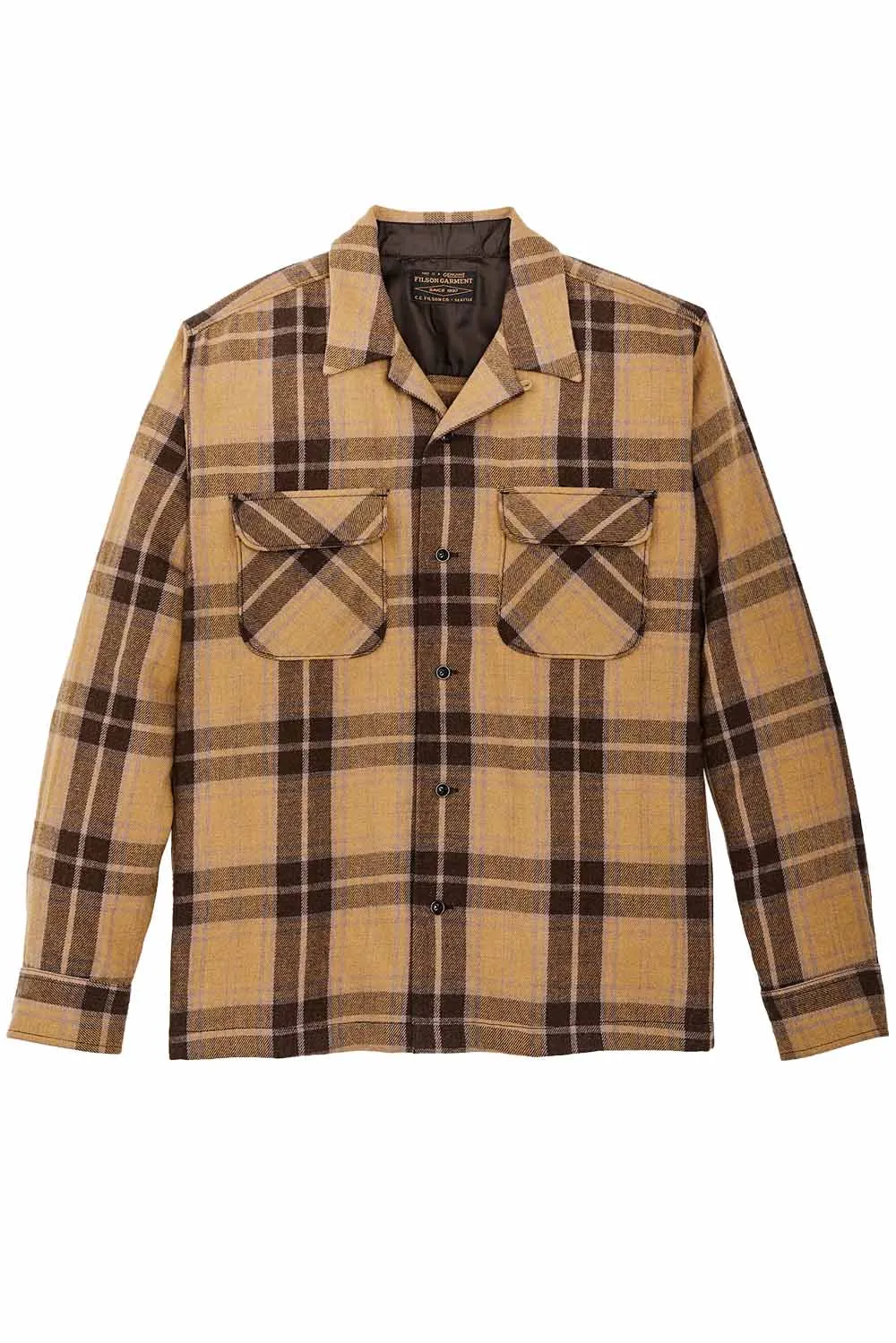 BUCKNER WOOL CAMP SHIRT Ochre/Faded Brown Plaid sold by REVOLVR Menswear