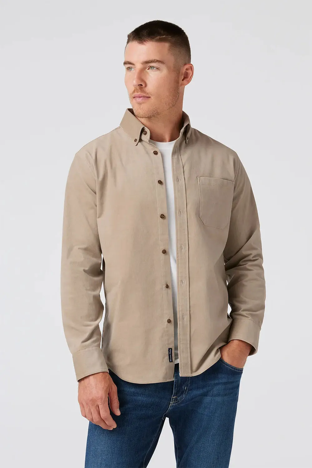 JACKSON CORD SHIRT Khaki Solid sold by REVOLVR Menswear