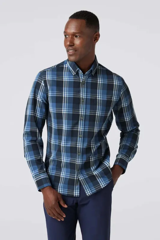 CITY FLANNEL Denim Blue William Plaid made by Mizzen+Main