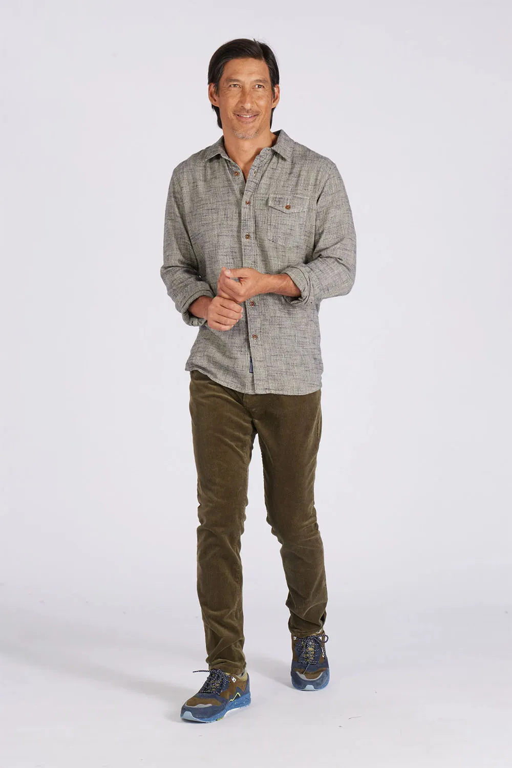 LINEAR SLUB TWILL SHIRT Moss Gray sold by REVOLVR Menswear product image thumbnail 3