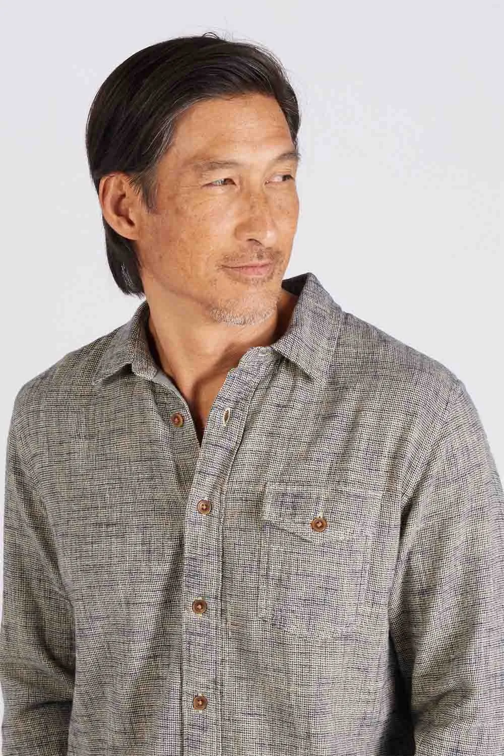 LINEAR SLUB TWILL SHIRT Moss Gray sold by REVOLVR Menswear product image thumbnail 2